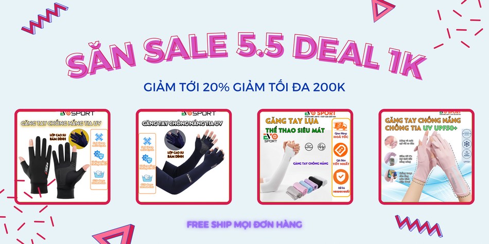 Sale Găng Tay, Tất Vớ 5.5 Evosport Siêu sale 1k ngày 5/5